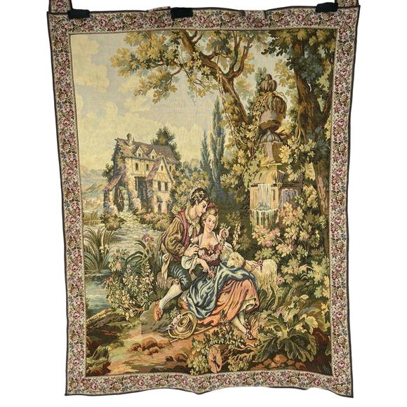 Vintage Other - Vintage Italian Tapestry Nobel Pastorale Francois Boucher Courting Couple